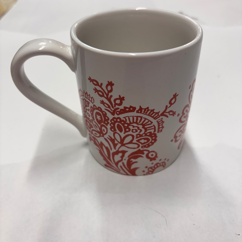 Corelle Coordinates Scarlet Notes Stoneware Coffee Mug Red White Floral Paisley